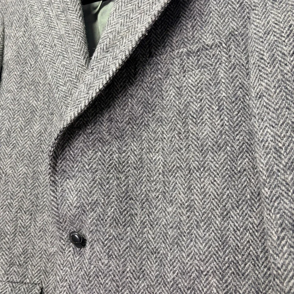 Harris Tweed Grey Herringbone Wool Sport Coat Blazer Young Mans Fancy Union Made